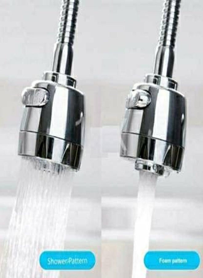 SPAZIO صنبور SPAZIO Hexa المرن ذو العنق المعقوف المصنوع من النحاس الأصفر، مزود بخرطوم فضي مرن بزاوية 360 درجة ونمط تدفق مزدوج للماء الساخن/البارد، مناسب لأحواض المطبخ وأحواض الغسيل، بلمسة نهائية من الكروم والفضة. - Image 3